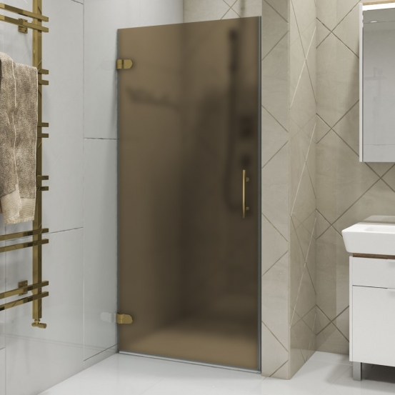 LUX DOOR GK-001-CH02 золотой гальванический стекло бронзовое матовое левое открывание двери