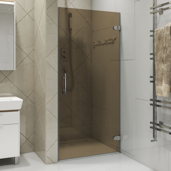 LUX DOOR GK-001-CH02 хром блестящий стекло бронзовое правое открывание двери