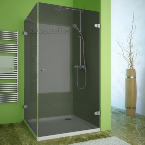 LUX SQUARE GK-001 хром матовый стекло графитовое правое открывание двери