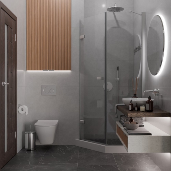 TREND DOOR GK-862BGP135 хром матовый стекло выбеленное #4