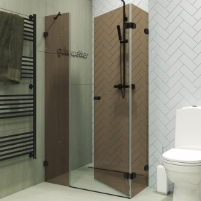 LUX SQUARE GK-003AiN-2522 черный матовый стекло бронзовое правое открывание двери