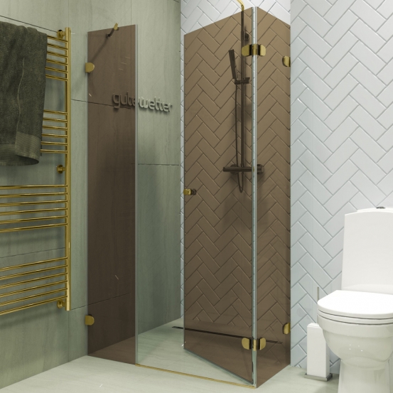 LUX SQUARE GK-003AiN-2522 золотой гальванический стекло бронзовое правое открывание двери