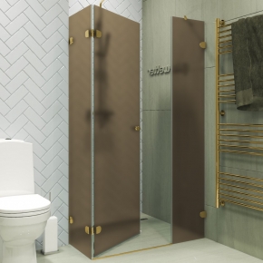 LUX SQUARE GK-003AiN-2522 золотой металлик стекло бронзовое матовое левое открывание двери
