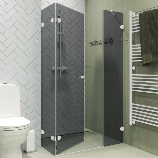 LUX SQUARE GK-003AiN-2522 белый матовый стекло графитовое левое открывание двери